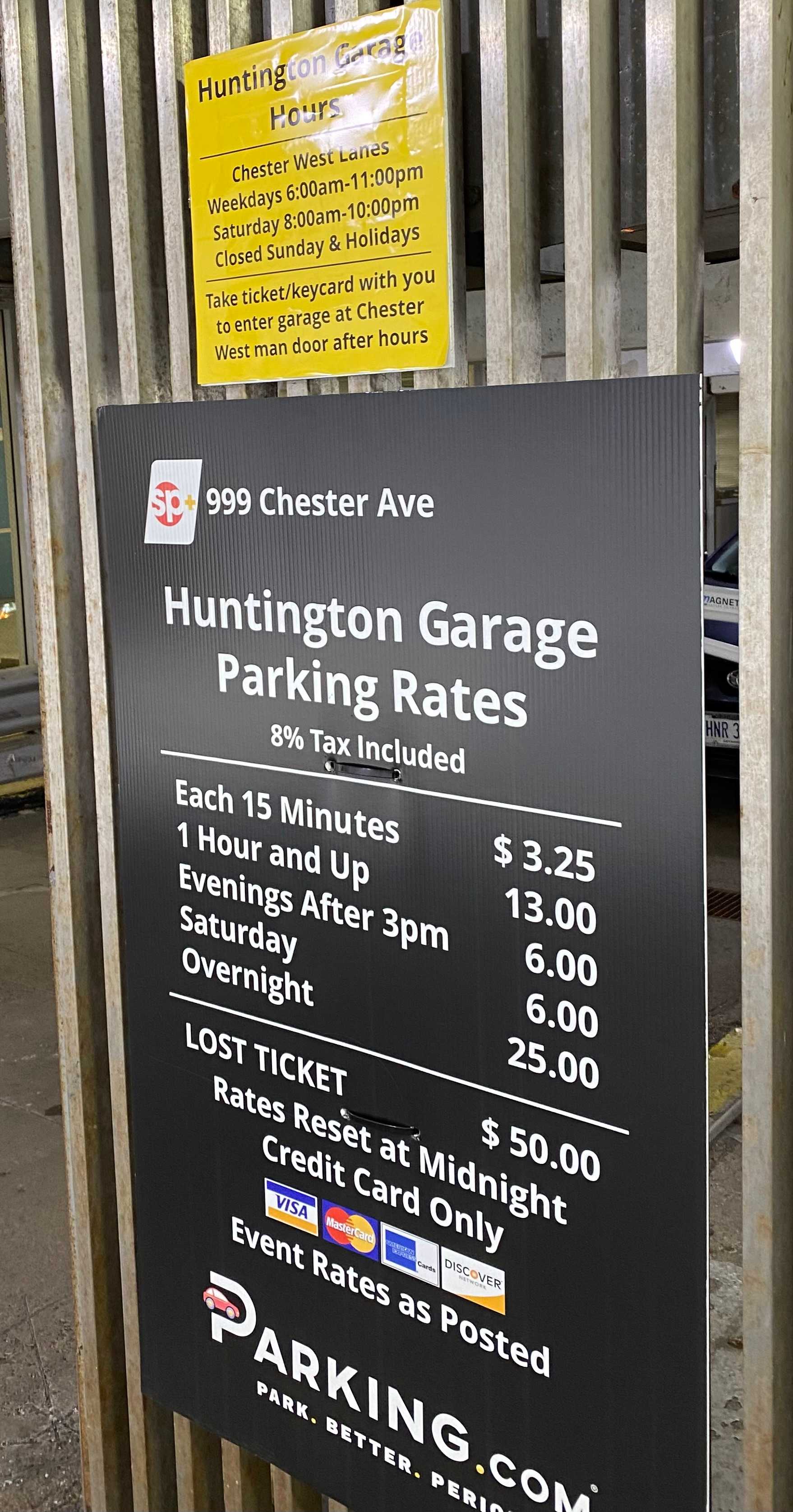Rates and garage hours